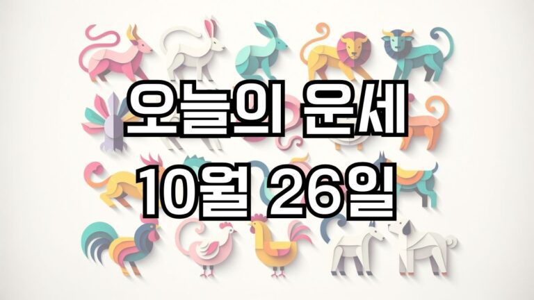 오늘의 운세 10월 26일 띠별운세