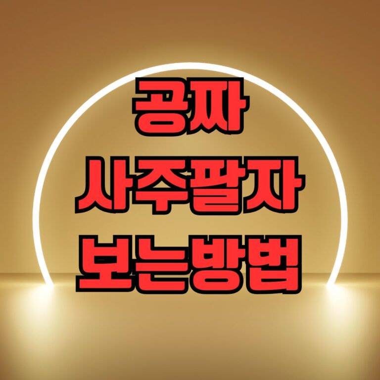 공짜사주팔자 보는방법
